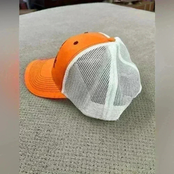 Whitetails Unlimited Men’s Orange/White Mesh Adjustable Strap Back Trucker Hat - Picture 3 of 6